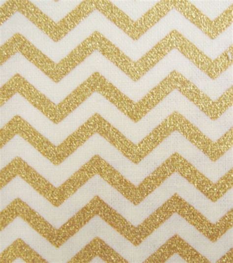 Keepsake Calico Cotton Fabric Cream & Gold Metallic Chevron